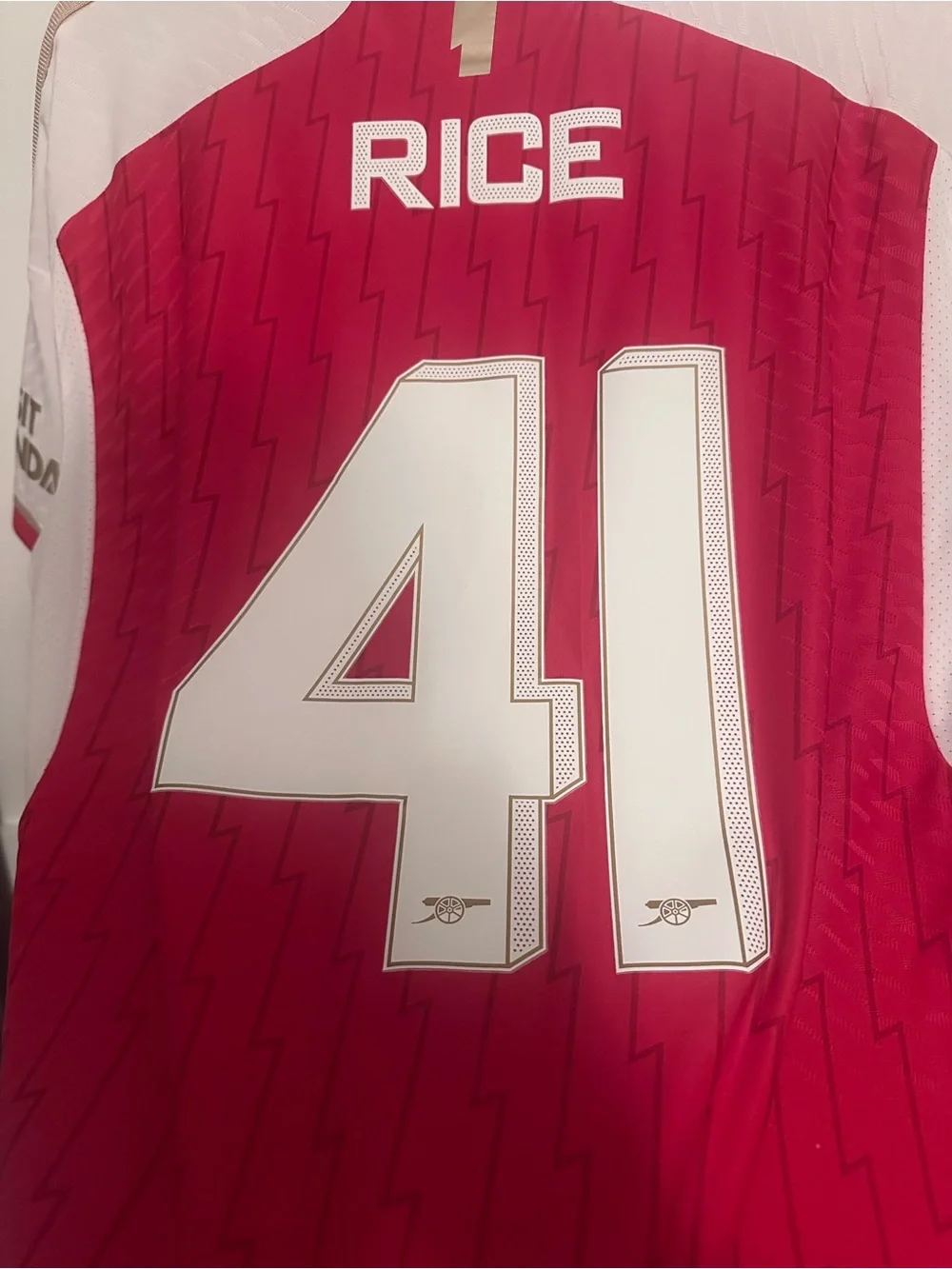 2023-2024 Arsenal Home Authentic Champions League Declan Rice LARGE